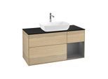 Villeroy und Boch Finion Waschtischunterschrank F832GKPC 120cm, Abdeckplatte black matt, Regale Anthracite matt lacquer, Oak Veneer