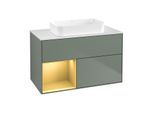 Villeroy und Boch Finion Waschtischunterschrank G651HFGM 100x60,3x50,1cm, Regal links Gold matt, Olive Matt Lacquer