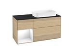 Villeroy und Boch Finion Waschtischunterschrank G682GFPC 120x60,3x50,1cm, Regal links Glossy white lacquer, Oak Veneer