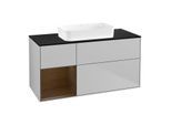 Villeroy und Boch Finion Waschtischunterschrank F702GNGJ 120x60,3x50,1cm, Regal links Walnut veneer, Light grey matt