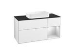 Villeroy und Boch Finion Waschtischunterschrank F712MTGF 120x60,3x50,1cm, Regal rechts White matt lacquer, Glossy white lacquer