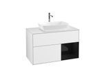 Villeroy und Boch Finion Waschtischunterschrank F781PHGF 100cm, Abdeckplatte white matt, Regale Glossy black lacquer, Glossy white lacquer