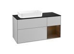 Villeroy und Boch Finion Waschtischunterschrank F692GNGJ 120x60,3x50,1cm, Regal rechts Walnut veneer, Light grey matt