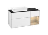 Villeroy und Boch Finion Waschtischunterschrank G692PCGF 120x60,3x50,1cm, Regal rechts Oak Veneer, Glossy white lacquer
