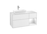 Villeroy und Boch Finion Waschtischunterschrank F811GFGF 120cm, Abdeckplatte white matt, Regale Glossy white lacquer, Glossy white lacquer