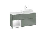 Villeroy und Boch Finion Waschtischunterschrank F801MTGM 120cm, Abdeckplatte white matt, Regale White matt lacquer, Olive Matt Lacquer