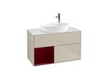 Villeroy und Boch Finion Waschtischunterschrank F891HBHH 100cm, Abdeckplatte white matt, Regale Peony matt lacquer, Sand Matt Lacquer