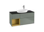 Villeroy und Boch Finion Waschtischunterschrank G942HFGM 120cm, Abdeckplatte black matt, Emotion, Regale Gold matt lacquer, Olive Matt Lacquer