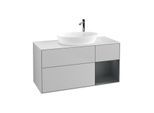 Villeroy und Boch Finion Waschtischunterschrank F951HGGJ 120cm, Abdeckplatte white matt, Regale Midnight matt lacquer, Light grey matt