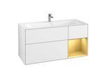 Villeroy und Boch Finion Waschtischunterschrank F070HFGF 119,6x59,1cm, Regal rechts Gold matt, Glossy white lacquer