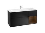 Villeroy und Boch Finion Waschtischunterschrank G070GNPD 119,6x59,1cm, Emotion, Regal rechts Walnut veneer, Black matt lacquer