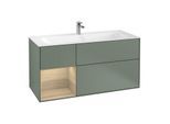 Villeroy und Boch Finion Waschtischunterschrank G060PCGM 119,6x59,1cm, Emotion, Regal links Oak Veneer, Olive Matt Lacquer