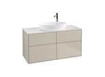 Villeroy und Boch Finion Waschtischunterschrank F91100HH 120x60,3cm, Abdeckplatte white matt, Sand Matt Lacquer