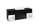 Villeroy und Boch Finion Waschtischunterschrank F742GFPH 160x60,3x50,1cm, Regale Glossy white lacquer, Glossy Black Lacquer