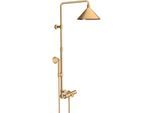 hansgrohe Axor Showerpipe 26020950 mit Thermostat, Kopfbrause 240 2jet, brushed brass