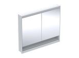 Geberit One Spiegelschrank 505824002 105 x 90 x 15 cm, weiß/Aluminium pulverbeschichtet, mit Nische und ComfortLight, 2 Türen