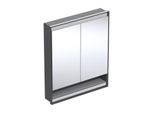 Geberit One Unterputz Spiegelschrank 505822007 75 x 90 x 15 cm, schwarz matt/Aluminium pulverbeschichtet, mit Nische und ComfortLight, 2 Türen
