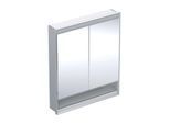 Geberit One Spiegelschrank 505822001 75 x 90 x 15 cm, Aluminium eloxiert, mit Nische und ComfortLight, 2 Türen