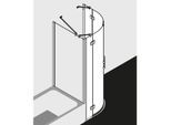 Kermi Liga Viertelkreis-Schwingtür bodenfrei mit 2 Festfeldern LIE5509020VAK 90x90x200cm, silber/hochglanz