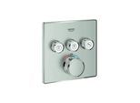 Grohe Grohtherm Smartcontrol Fertigmontageset 29126DC0 supersteel, eckig, UP-Thermostat, 3 Absperrventile
