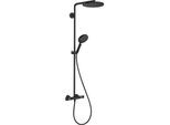 hansgrohe Raindance S Duschsystem 28825670 1 Strahlart PowderRain wassersparend+ mit Thermostat, EcoSmart+, 6 l/min, schwarz matt