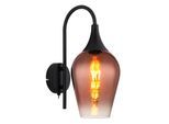 GLOBO LIGHTING Wandleuchte "LAVUS", schwarz matt, H: 36cm, 1 Stk., Leuchten, Wandlampe Glas kupferfarben klar verlaufend Lichtschein abwärts, Wandleuchte