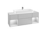 Villeroy und Boch Finion Waschtischunterschrank G211MTGJ 160cm, Abdeckplatte white matt, Emotion, Regale White matt lacquer, Light grey matt