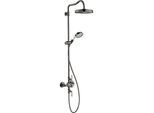 hansgrohe Axor Montreux Showerpipe 16572330 mit Thermostat, Kopfbrause, 240mm, 1jet, polished black chrome