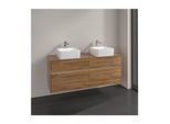 Villeroy und Boch Collaro Waschtischunterschrank C048B0RH 140x54,8x50cm, für 2 Waschtische, mit LED-Beleuchtung, Kansas Oak