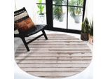 Teppich CARPET CITY "Moda", beige, H:11mm Ø:120cm, Polypropylen, Teppiche, Teppich, Kurzflor, Streifen-Muster, Weicher Flor