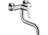 hansgrohe Küchen Armatur Focus M41 1jet 31825000 chrom, Wandmontage, schwenkbarer Auslauf