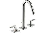 hansgrohe Axor Citterio M 3-Loch-Waschtischarmatur 34133000 Ausladung 135mm, Zugstangen-Ablaufgarnitur, chrom