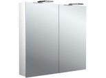 Emco flat 2 Style Aufputz-Lichtspiegelschrank 979706303 800x721mm, LED-Aufsatzleuchte, 2-türig, Aluminium