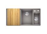 Blanco Axia iii s-f Spüle 523485 99x50cm, PuraDur alumetallic, rechts, mit Holzschneidbrett