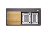 Blanco ZENAR XL 6S-F DampfgarPlus Spüle 524083 98,75x49,75cm, PuraDur felsgrau, rechts, mit Holzschneidbrett