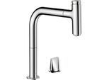 hansgrohe Metris 2-Loch-Spültisch-Einhebelmischer 73825000 mit Ausziehauslauf, 1jet, sBox, chrom