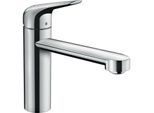 hansgrohe Focus M42 Küchenarmatur 120 1jet 71804000 ND, schwenkbarer Auslauf 360°, chrom