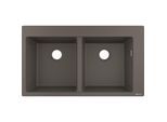 hansgrohe Einbauspüle 43316290 880 x 510 mm, 2 Hauptbecken, Hahnlöcher vordefiniert, steingrau