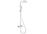 Herzbach NeoCastell Duschsystem 11.988925.1.01 chrom, mit Brause-Aufputz-Thermostat, eckig, 250 mm