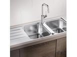 Blanco Spüle 523037 160 x 50 cm, Edelstahl Bürstfinish, reversibel, Ablauffernbedienung mit Drehbetätigung