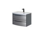 Pelipal Serie 7045 Waschtisch-Set SET-167-011 Stahl Grau Metallic / Stahl Grau, Griffe schwarz, 71 cm