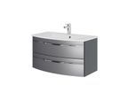 Pelipal Serie 7045 Waschtisch-Set SET-167-039 Stahl Grau Metallic / Stahl Grau, Griffe chrom, 91 cm