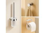 AquaCraft 200 Badaccessoire-Set 3 in 1 Wandmontage, chrom, Bürstengarnitur, Papierrollenhalter, Haken Bürstengarnitur, Papierrollenhalter, Haken