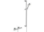 Ideal Standard CERATHERM T25 N Duscharmatur Set A8515AA mit Brausethermostat, Brausestange 90cm, 2 Funktion-Handbrause, 8l, chrom