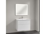 Villeroy & Boch Finero Badmöbel Set 80 cm Glossy White Waschtisch mit Waschtischunterschrank und Spiegel