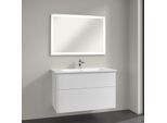 Villeroy & Boch Finero Badmöbel Set 100 cm Glossy White Waschtisch mit Waschtischunterschrank und Spiegel