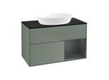 Villeroy und Boch Finion Waschtischunterschrank FA22HGGM 100cm, Abdeckplatte black matt, Regale Midnight matt lacquer, Olive Matt Lacquer