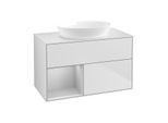 Villeroy und Boch Finion Waschtischunterschrank GA11GJMT 100cm, Abdeckplatte white matt, Emotion, Regale Light grey matt lacquer, White matt lacquer