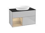 Villeroy und Boch Finion Waschtischunterschrank GA12PCGJ 100cm, Abdeckplatte black matt, Emotion, Regale Oak Veneer, Light grey matt