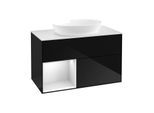Villeroy und Boch Finion Waschtischunterschrank GA11MTPH 100cm, Abdeckplatte white matt, Emotion, Regale White matt lacquer, Glossy Black Lacquer